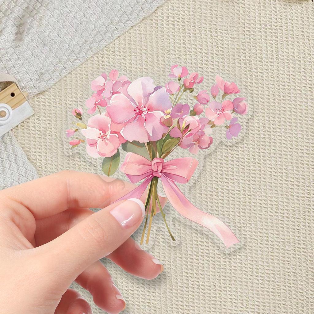 50pcs Waterproof Transparent Decorative Stickers for Bouquets, Storage Boxes, Phone Cases, and Water Cups