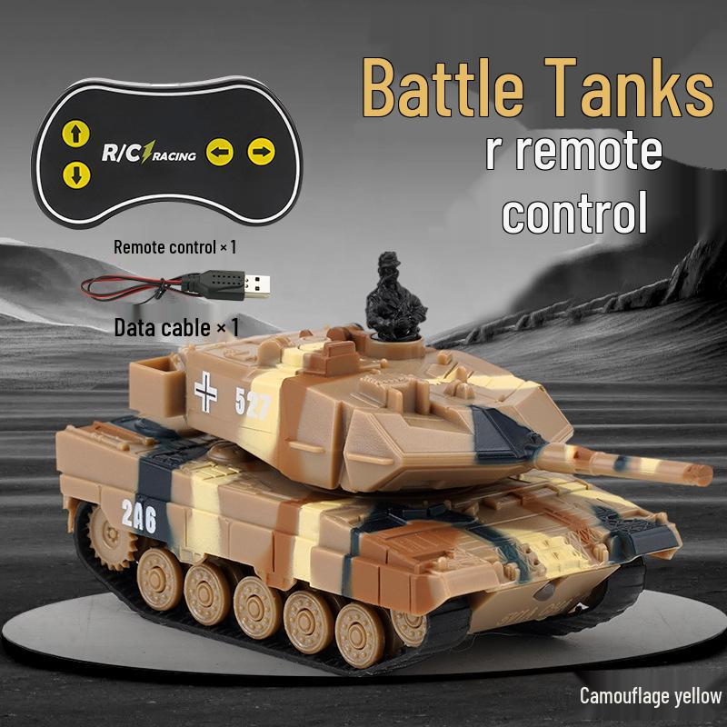 Remote Control 4-Way Mini Tracked Battle Tank Model Simulation.