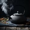 Cast Iron Tea Set Kettle 1.25L Steel Strainer Gray