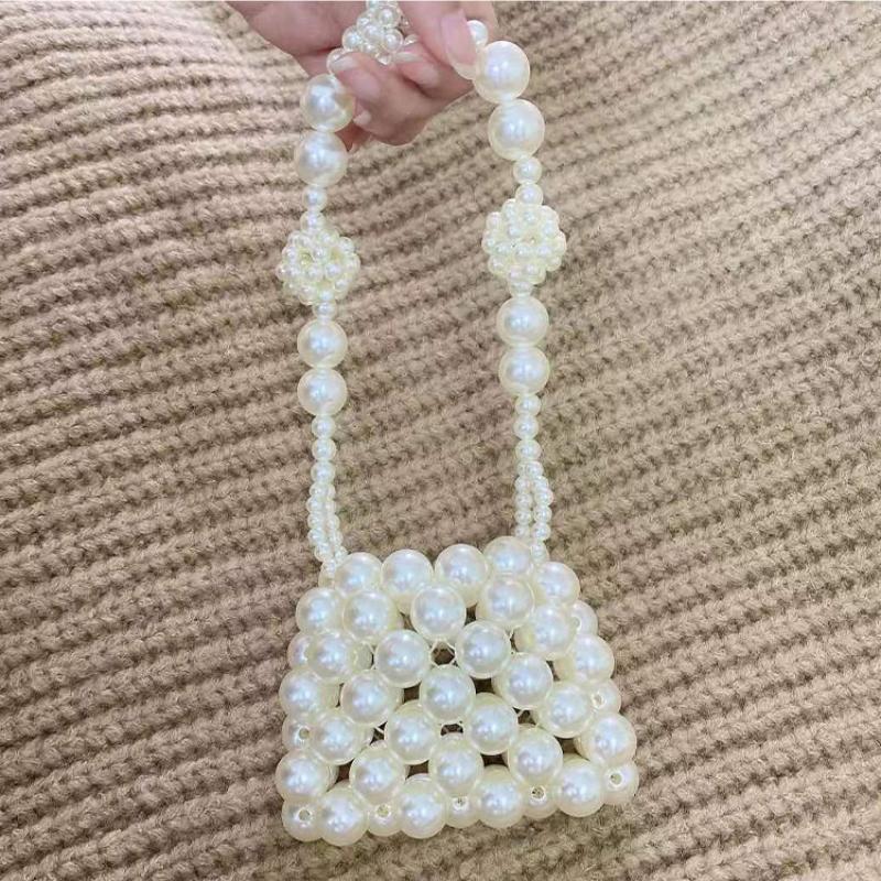 Kids Mini Handbag Handmade Cute Pearl Hand Bags For Girls Coin Pouch Wallet Tote Baby Party Purse Bag Gift