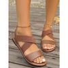 New Summer Women's Cross Elastic Flat Soled Beach Sandals for Outdoor Wear