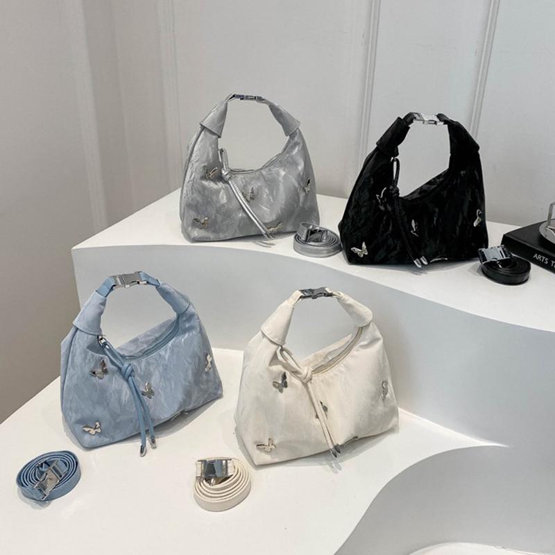 Trendy Butterfly Shoulder Bag Lightweight Soft Hobo Adjustable Strap Daily Travel Shopping Crossbody Purse for Women
