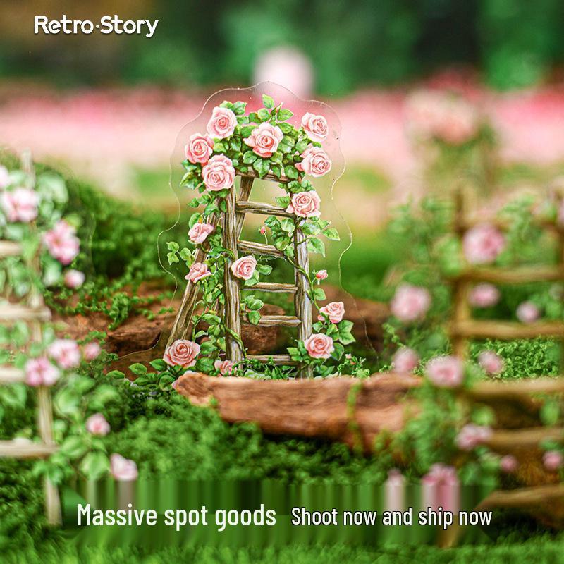RetroStory Pastoral Flower Terrace Stickers for Journals - Creative Children's Decorative Scenery