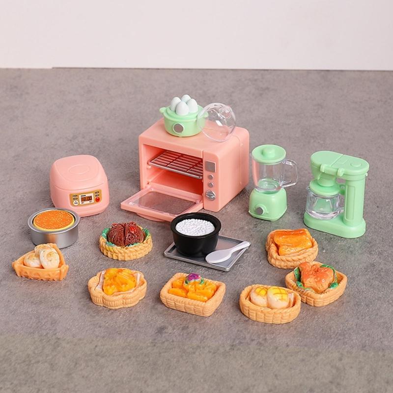 Realistic Miniature Oven Electric Cooker Kitchen Scene Set For Doll House Role Play Educational Toy Children Play Food