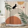 Nordic Wind Shower Curtain Abstract Aesthetic Arch Sun Leaf Modern Minimalist Bathroom Curtain Waterproof for Hotel Bathtub