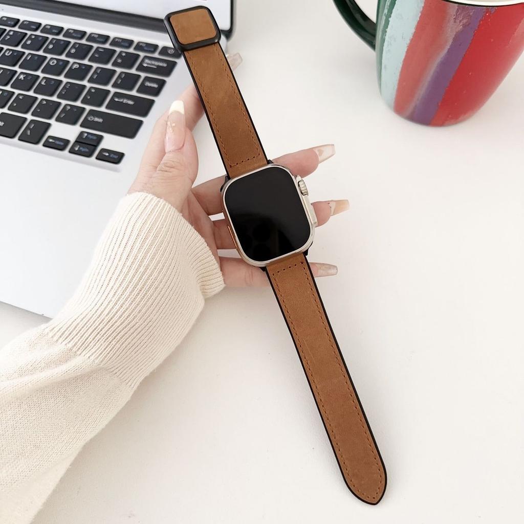 Straps for apple watch Band 42mm 44mm 40mm 49mm 46mm 45mm Leather Silcone Magntic Watch Bands for iwatch series 9 8 SE 6 Ultra 2