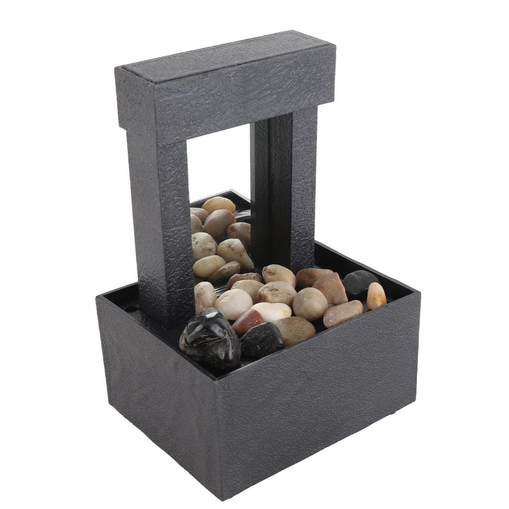 Mirrored Indoor Tabletop Water Fountain with Stone LED Light 2 Hours Auto Power Off for Home Office