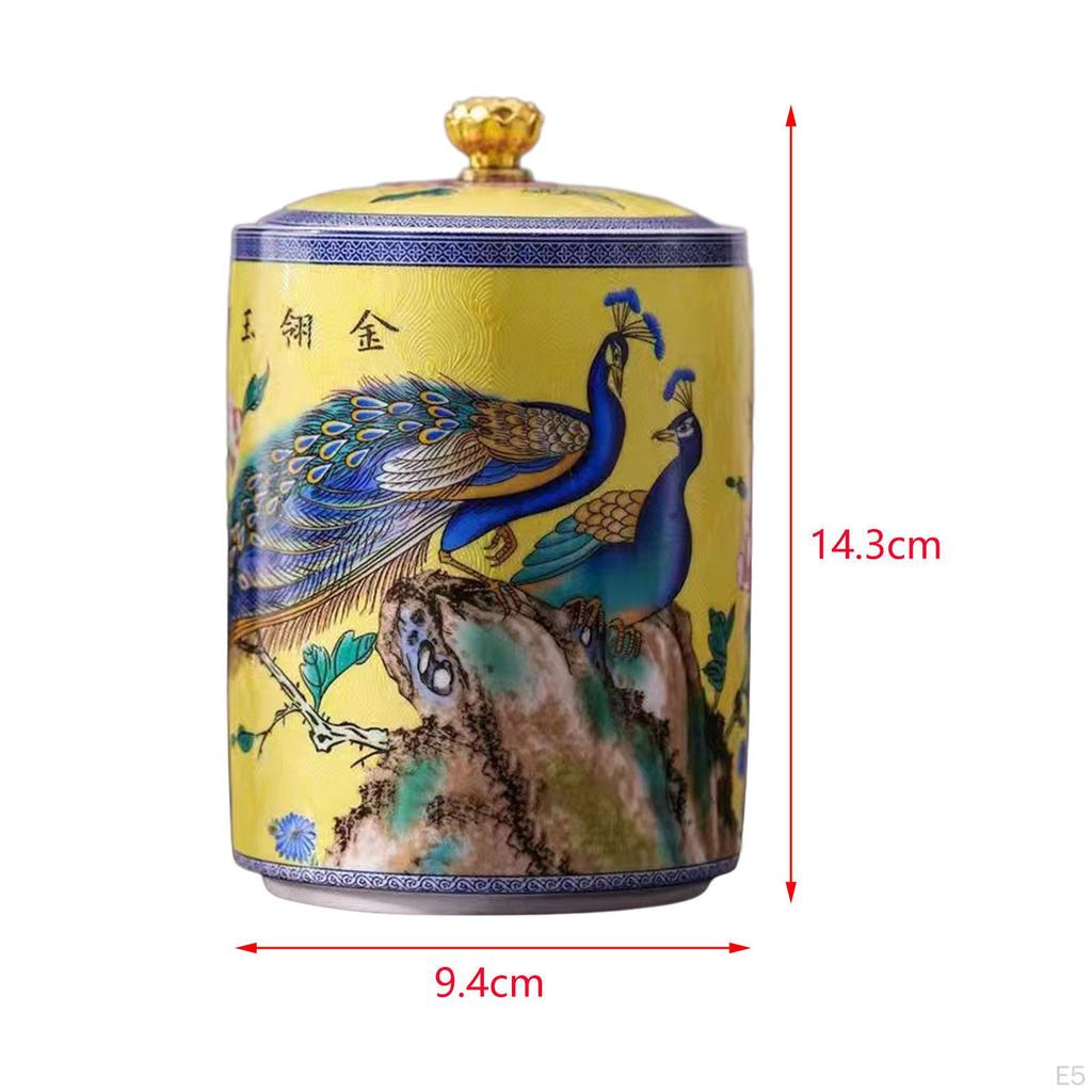Ceramic Tea Canister Storage Bottle Jar Glazed Hand Painted Container Sealed