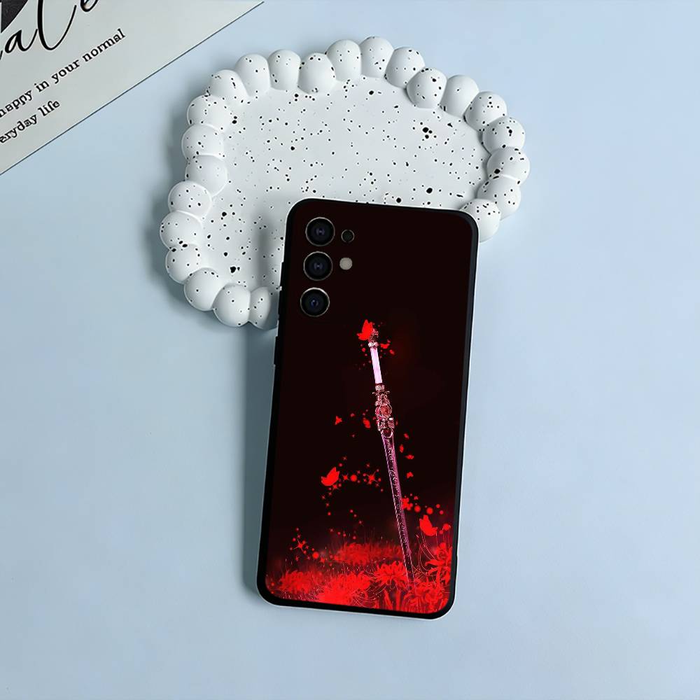 Tokyo-Red Spider Lily-Ghoul Black Soft Silicone Phone Case for Samsung S25, S24, S21, S22, S23, S30, Ultra, S20, Plus, FE, Lite