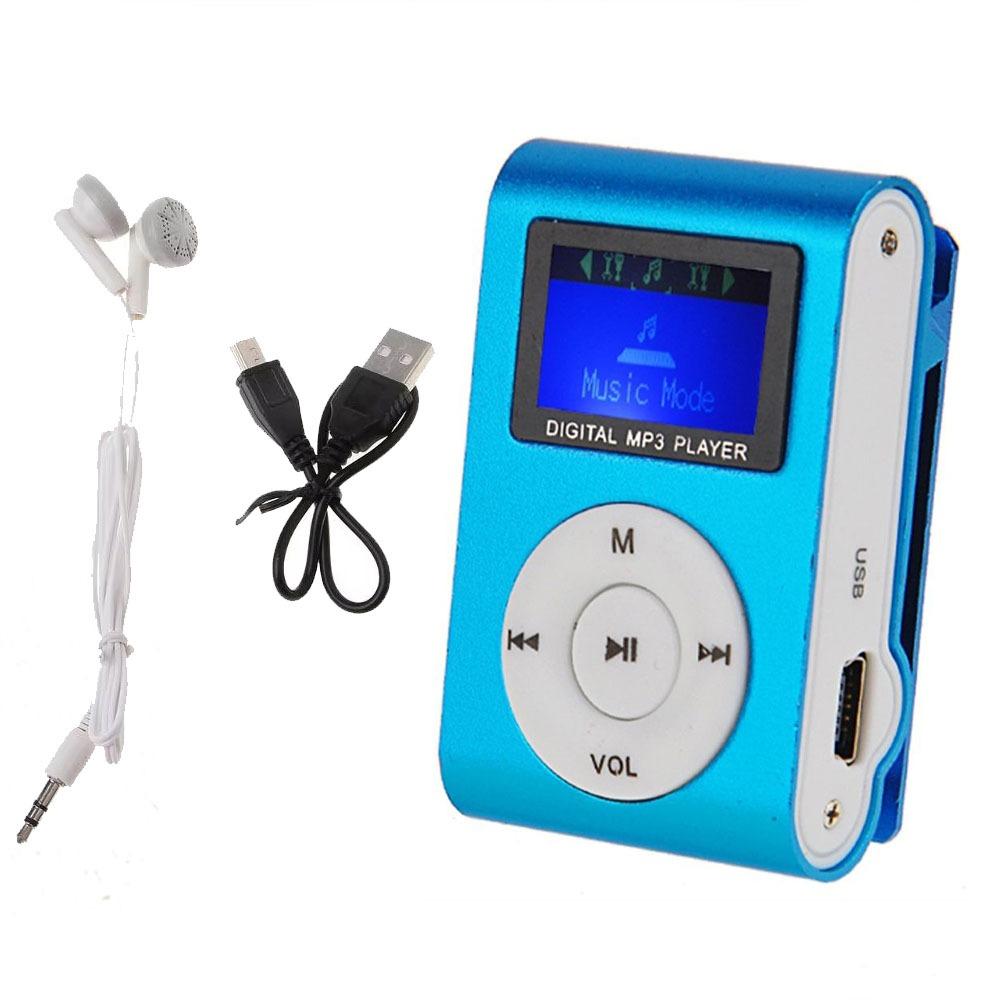 

с ЖК-экраном Портативный Мини MP3-плеер Металлическая клипса Студенческий Walkman USB MP3 Музыкальные плееры Спорт синий