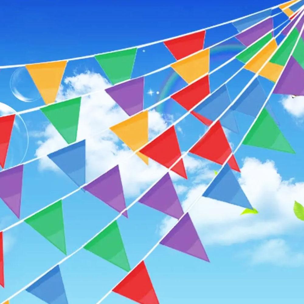 

50 м Бантинг Баннер Полиэстер Вымпел Флаг Гирлянда 100 Флагов Разноцветные Треугольные Флаги Рождество 50m