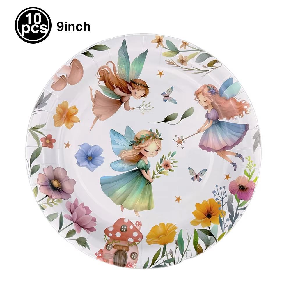 Pink Butterfly Flower Fairy Theme Disposable Tableware Plates Cups Napkins Girls Birthday Party Wedding Baby Shower Decor