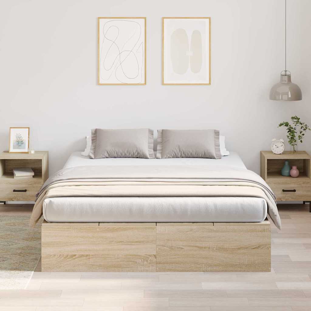 Storage Bed Frame with Storage Space Sonoma Oak 150 x 200 cm