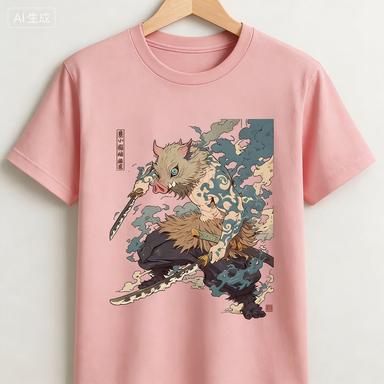 Demon Slayer Japanese Anime 2026 Summer New100cotton Tshirt Inosuke Hashibira Pattern Unisex Y2K Short Sleeves Loose Shirt