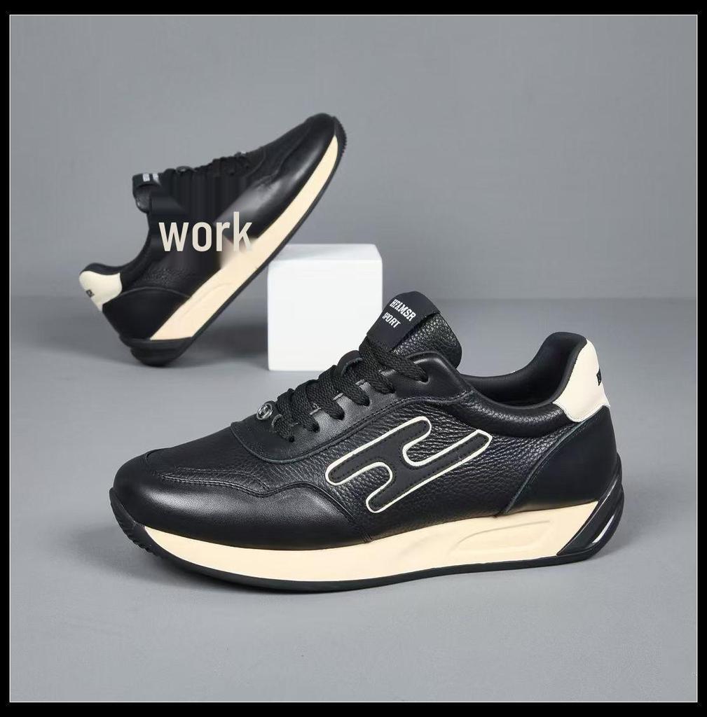 Men's 2025 White Genuine Leather Sneakers - Non-slip, Wear-resistant, Breathable, Deodorant, Fashionable German Trainer Shoes for Autumn.