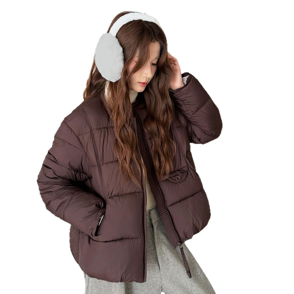 Cotton-padded women's short autumn and winter new round neck loose cotton-padded clothes light jacket cotton-padded women's clothes