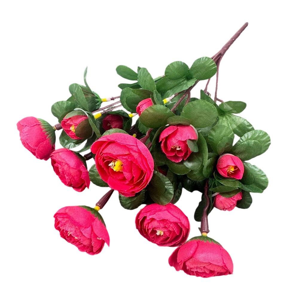 Multicolor Small Camellia Artifical Flower Silk Petals Floral Arrangement Decorative Flower Green Leaves Photo Props