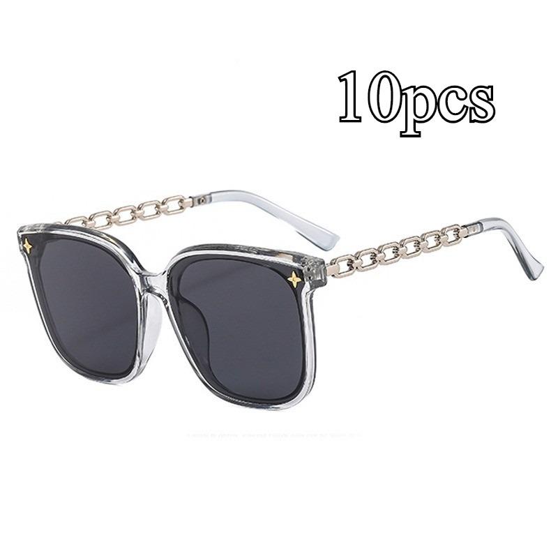 Cool Gold Chain Oversized Square Sunglasses for Women UV400 Anti Radiation Vacation Driving Eyewear
