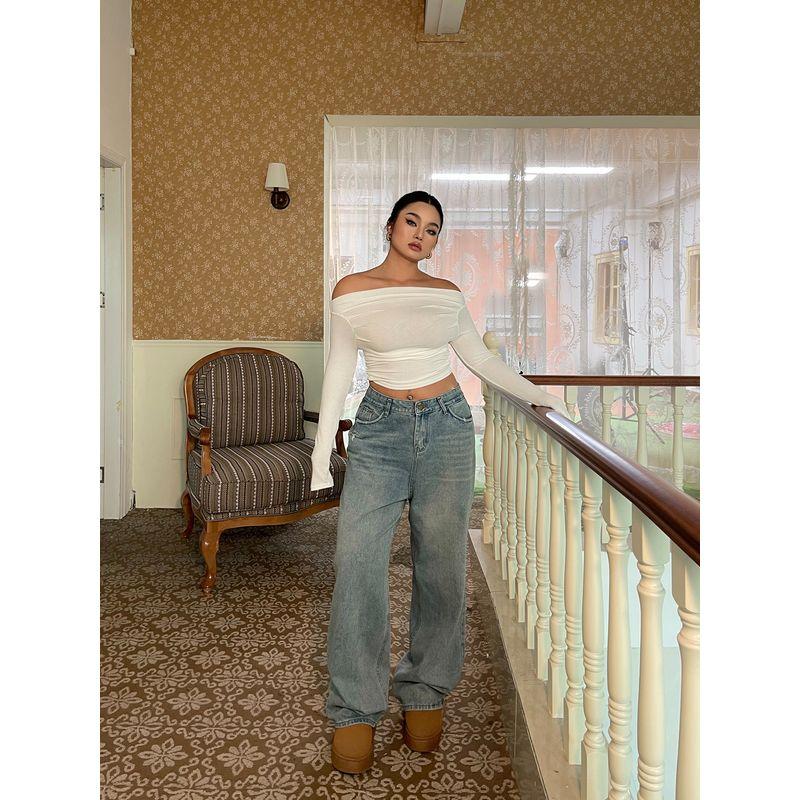 Brother Nan Loose-Fit Retro Straight-leg Denim Female Summer New Plus Size Plus Size Ladies High Waist Loose and Slimming Narrow Version Mop Pants