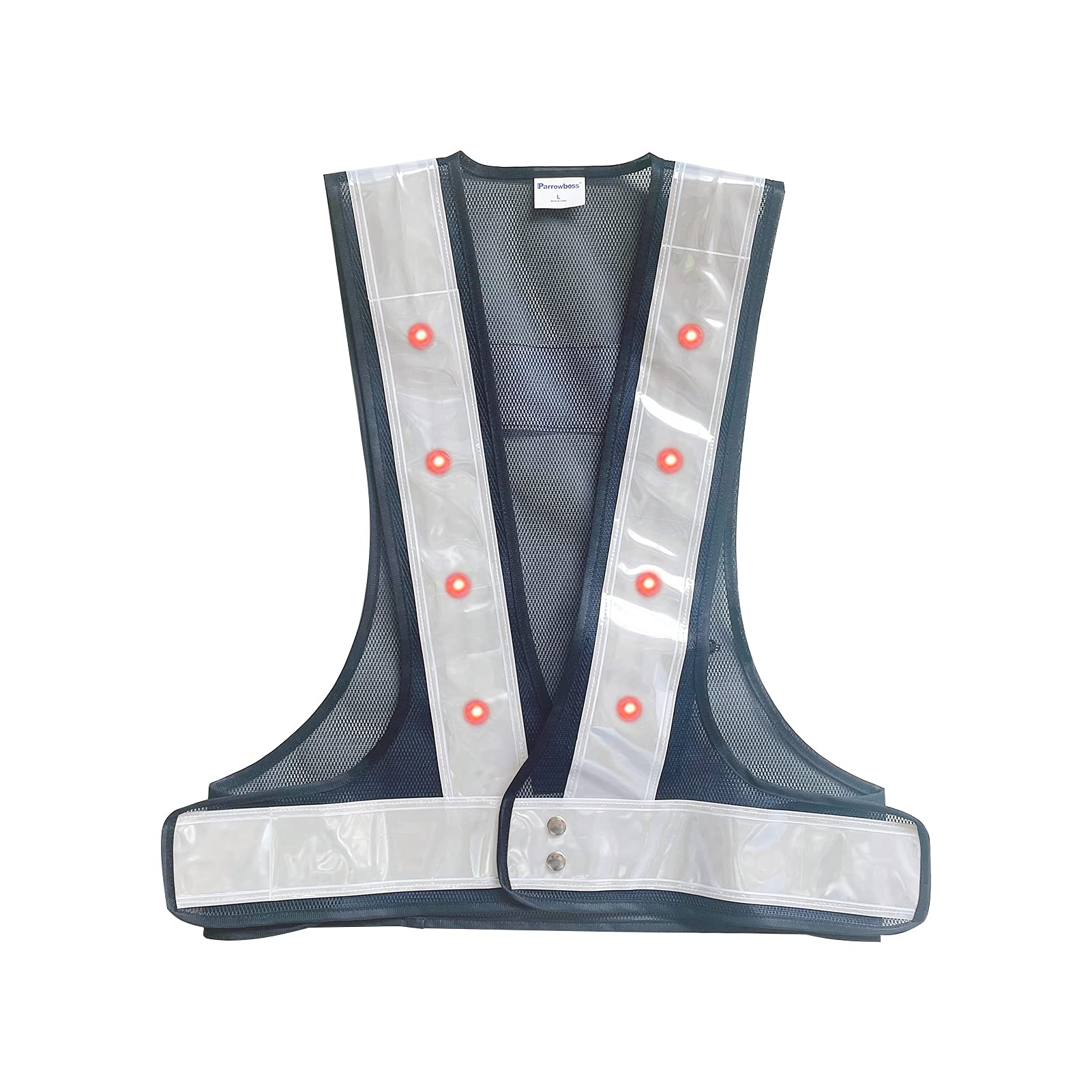 

Parrowboss Safety Reflective 16 Red Light Mesh Luminous Warning Vest for Accident Nighttime Construction and Running Vest, Prevention, Guidance, белый