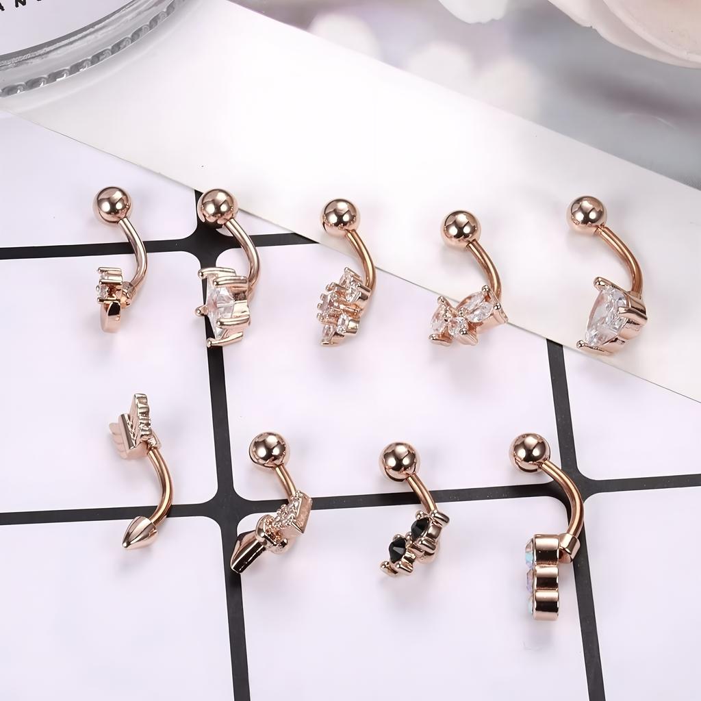 Fashionable and Elegant Stainless Steel Crystal Star Eyebrow Piercing Jewelry, Designed Exclusively for Women to Shine Brightly