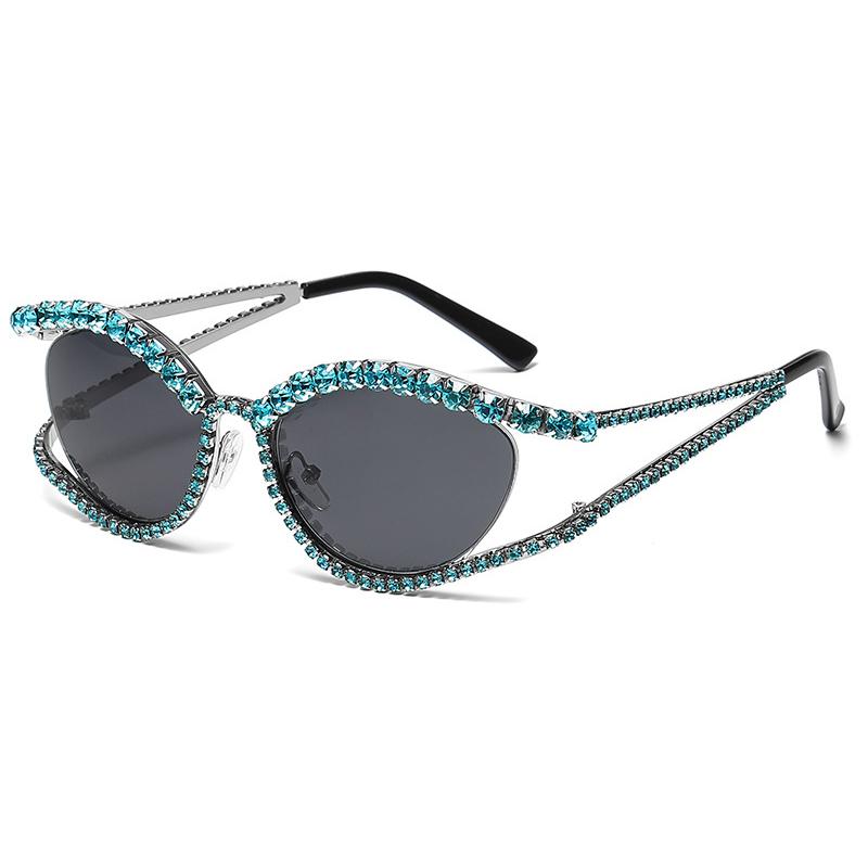 Y2K Diamond Women Sunglasses Fashion Cat Eye Sun Glasses Trendy Party Shades Driving Glasses Fretwork Design