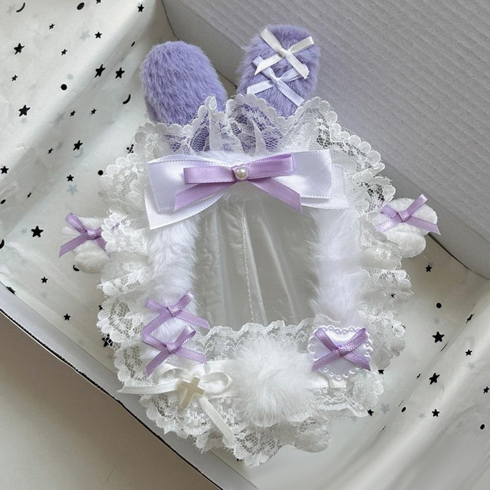 

New 3 Inch Card Holder Bow with Ribbon ID Card Protection Cover DIY Lace Idol Photo Case фиолетовый