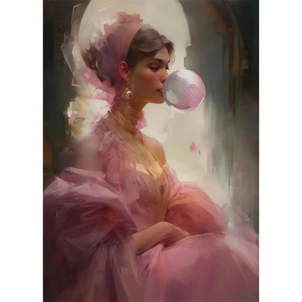 Funny Altered Art Victorian Woman Portrait Poster Prints For Living Room Home Decor Vintage Nobel Girl Canvas Painting Wall Art