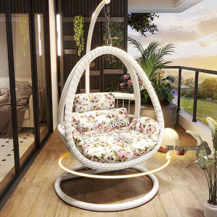 Outdoor Courtyard Rocking Chair Set with Hanging Chair and Recliner