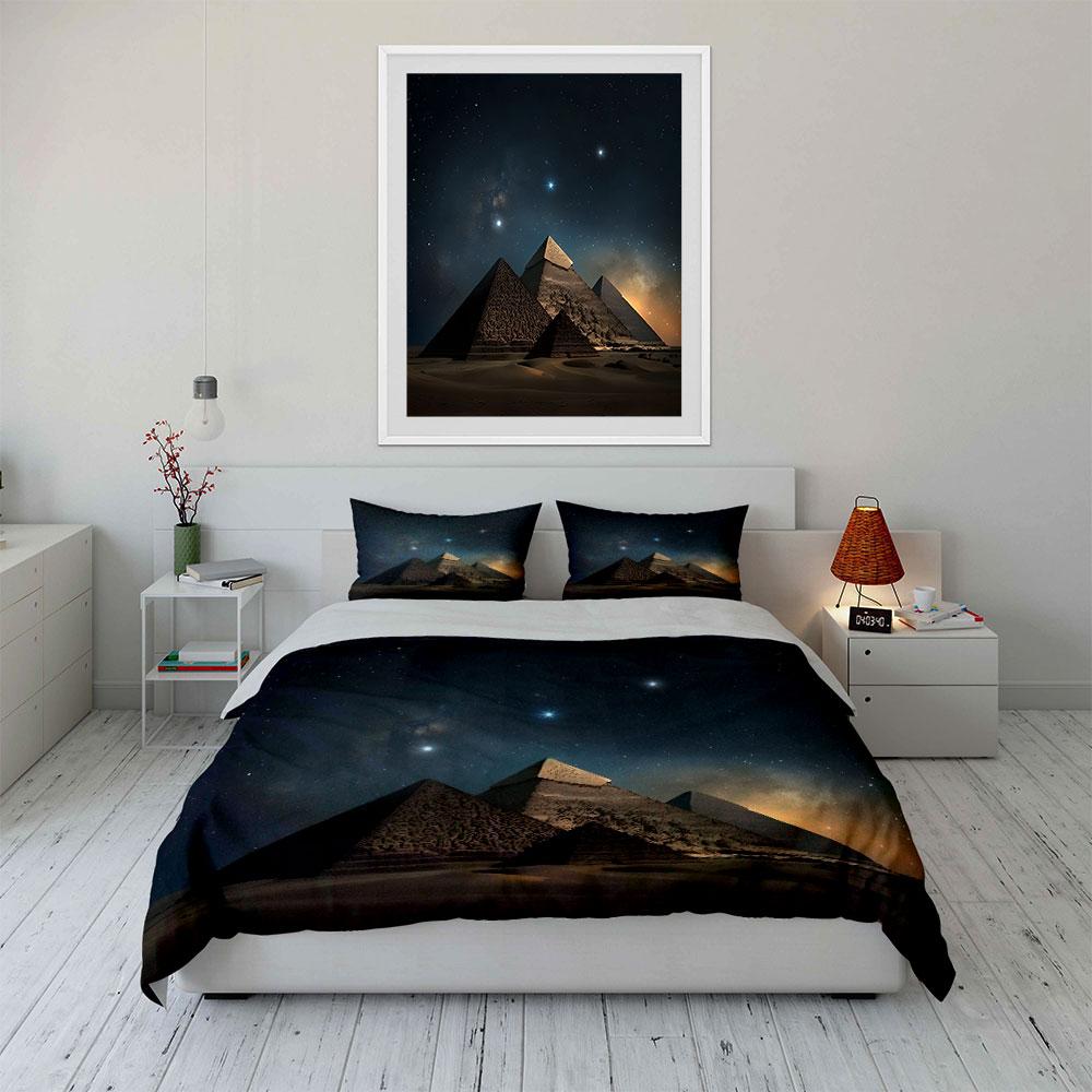 Pyramid Starry Night Decor Set Soft Comfortable Duvet Cover Bedding Set Included 1*Duvet Cover & 2*Pillowcases, Gift