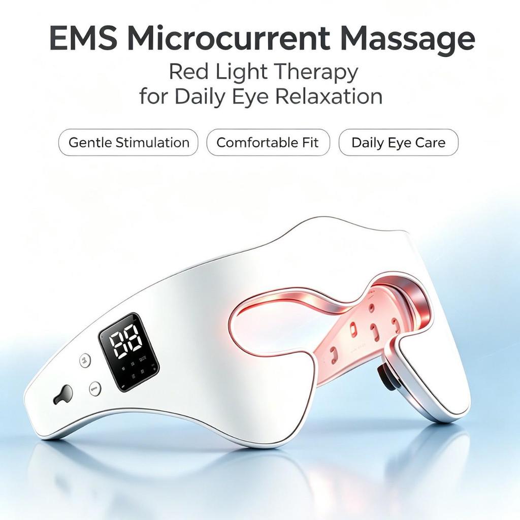 Rechargeable Smart Eye Massager with Remote Control – Red Light, Vibration, Portable, Home Use