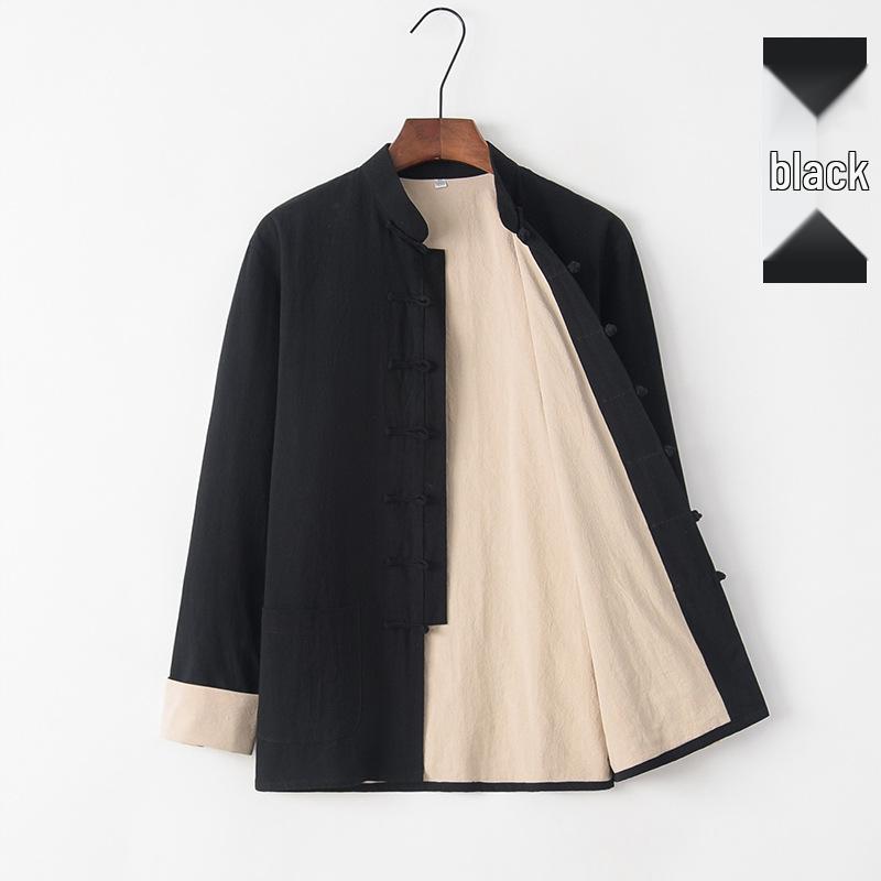 Men's Cotton Linen Tang Suit Jacket - Double-Layer, Chinese Style for All Seasons