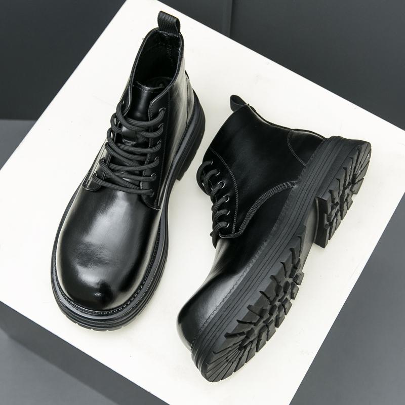 

Fashion Men Business Ankle Boots Black Brown Lacquer Thick Bottom Waterproof Boots Lace up Business Fashion Chelsea Boots Size 38-45 45