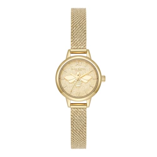 

Авторизованный дилер [OLIVIA BURTON] Женские часы Olivia Burton 24000230 Signature Mini Lucky Bee Шампанское Блестки Золотая сетка