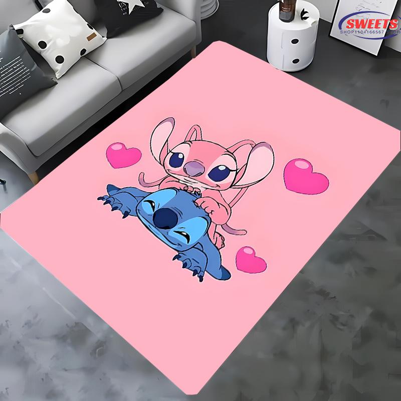 NO.3 Disney Lilo & Stitch Temalı Halı! Yatak Odası Oturma Odası Yatak Matı, Kaymaz Zarif Ev Dekorasyonu, Dayanıklı Makinede Yıkanabilir Halı
