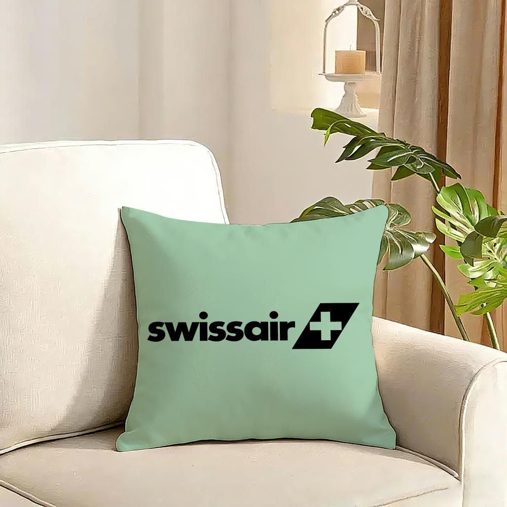 Swissair Cushion Cover Reversible Plush Pillow Cover Soft Fluffy Home Decor for Sofa Bedroom
