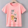 Four Cute Cats Print Tshirts for Girls Summer Casual Fashion Kids Colorful Comfortable Tops Children ONeck Short Sleeve Tees