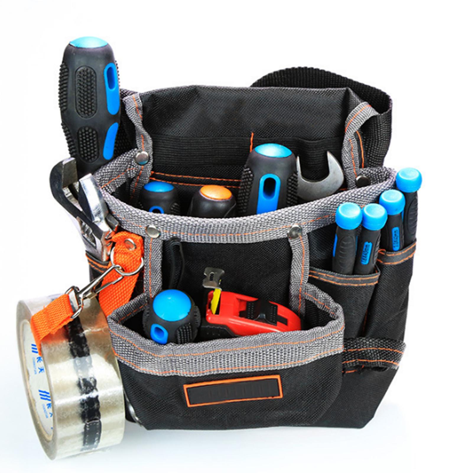 

8-Pocket Padded Tool Belt/Utility Pouch Adjustable 3-Inch Belt Multi-Function Pouch for Carpenter Electrician Pliers сірий