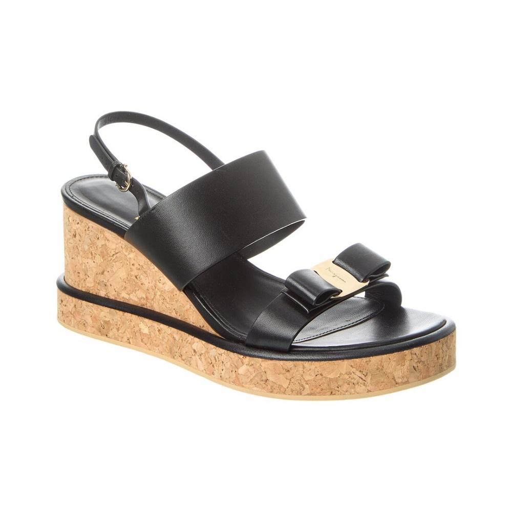 

Кожаные босоножки на танкетке Salvatore Ferragamo Ferragamo Giudith черный