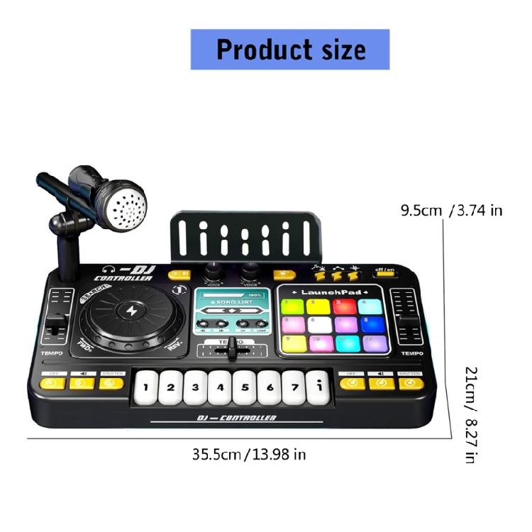 Interactive DJ Mixer Set Music Instrument Toy For Toddler Phone Connectivity 12 Sound Effects Musical Education Toy