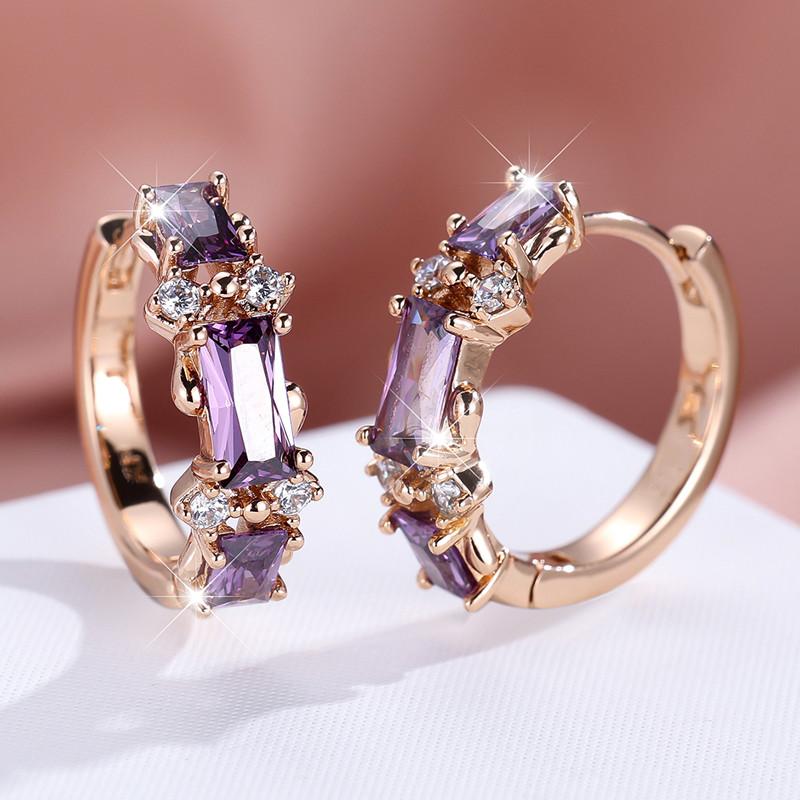 1 Paar goldene, rechteckige Ohrringe mit weißem, schwarzem, blauem, grünem und violettem Stein, stapelbar, baumelnde Haken-Ohrringe, Hochzeitsschmuck, Geschenke