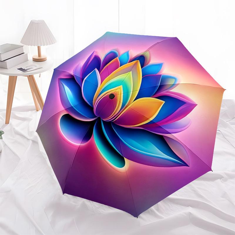 1pc Lotus Flower Decorative Automatic Open/Close Umbrella - Compact Travel Umbrella, Durable Construction, Fashionconscious yy251208124