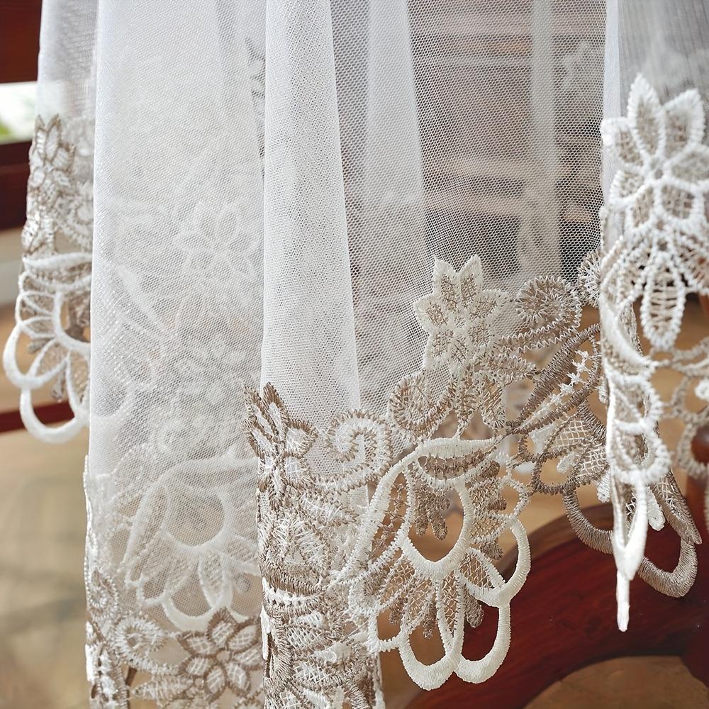Elegante Tovaglia Bianca in Pizzo con Ricamo Floreale Design Fatto a Mano per Arredo Interno/Esterno, Perfetta per Cucina, Sala da Pranzo e Feste