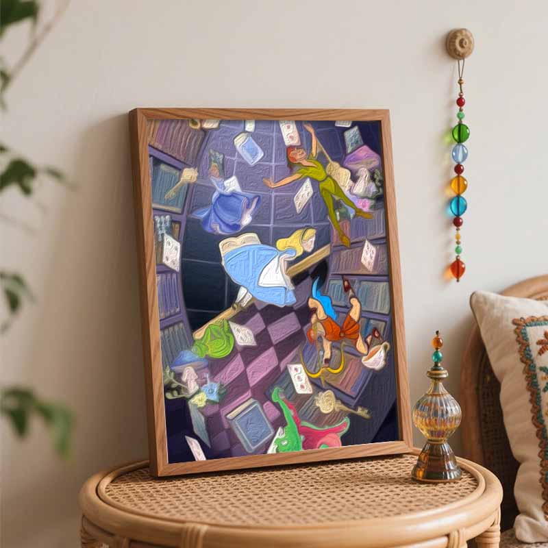 Disney Oil Painting Kit Canvas AlicePeterPanHercules DIY Home Decor Gift