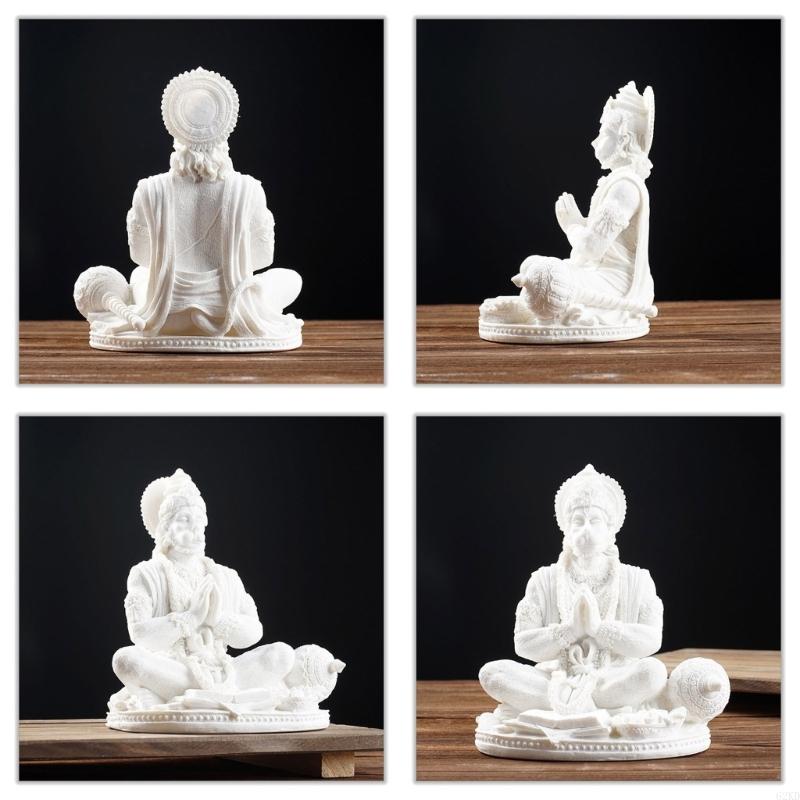 62KD Resins Hanuman Statue Figurine Hindu God of Strength Meditating Sculpture Home Tabletop Decors Buddhas Statue Ornament