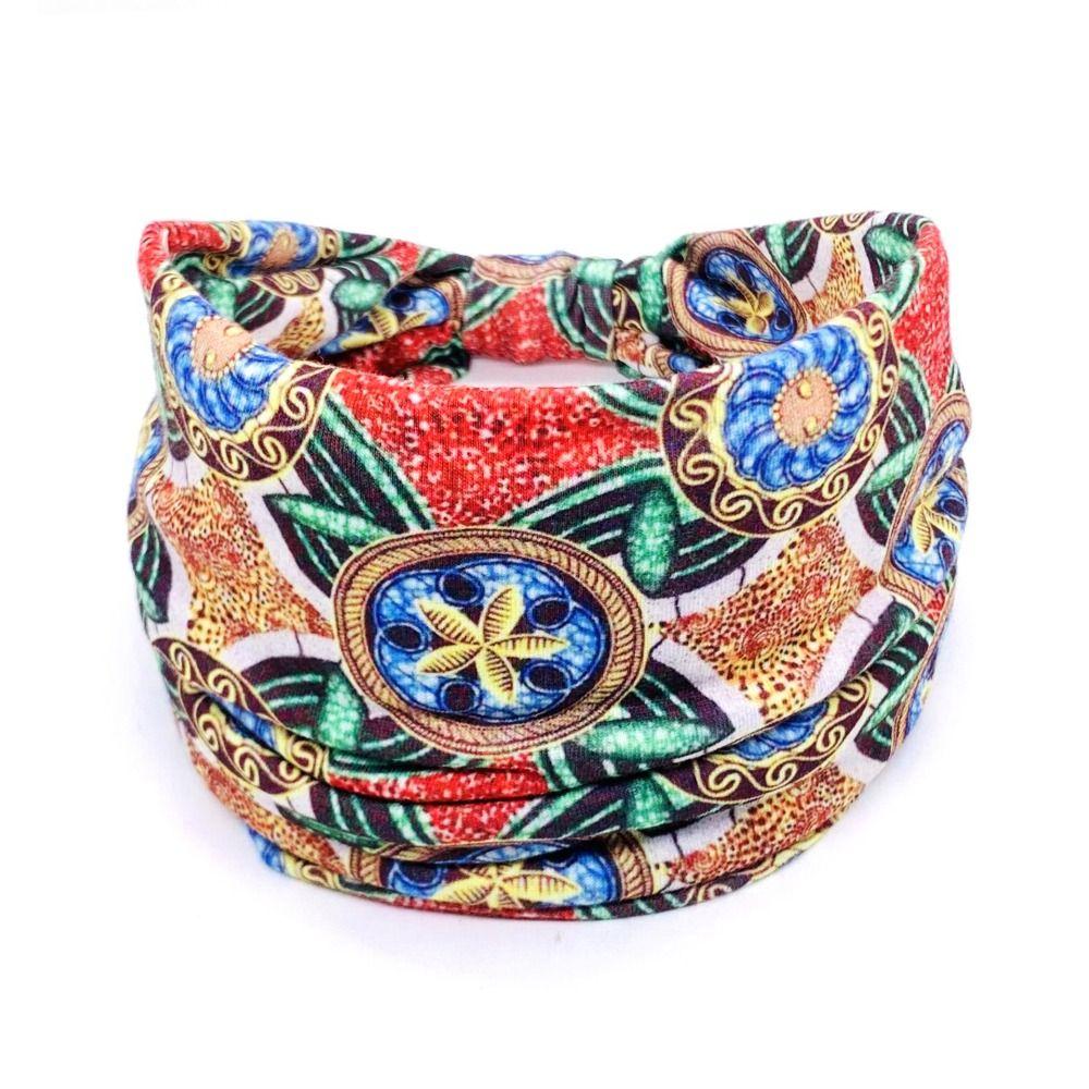 Vintage Knot Wide Headbands Boho Printed Headscarf New Turban  Girls