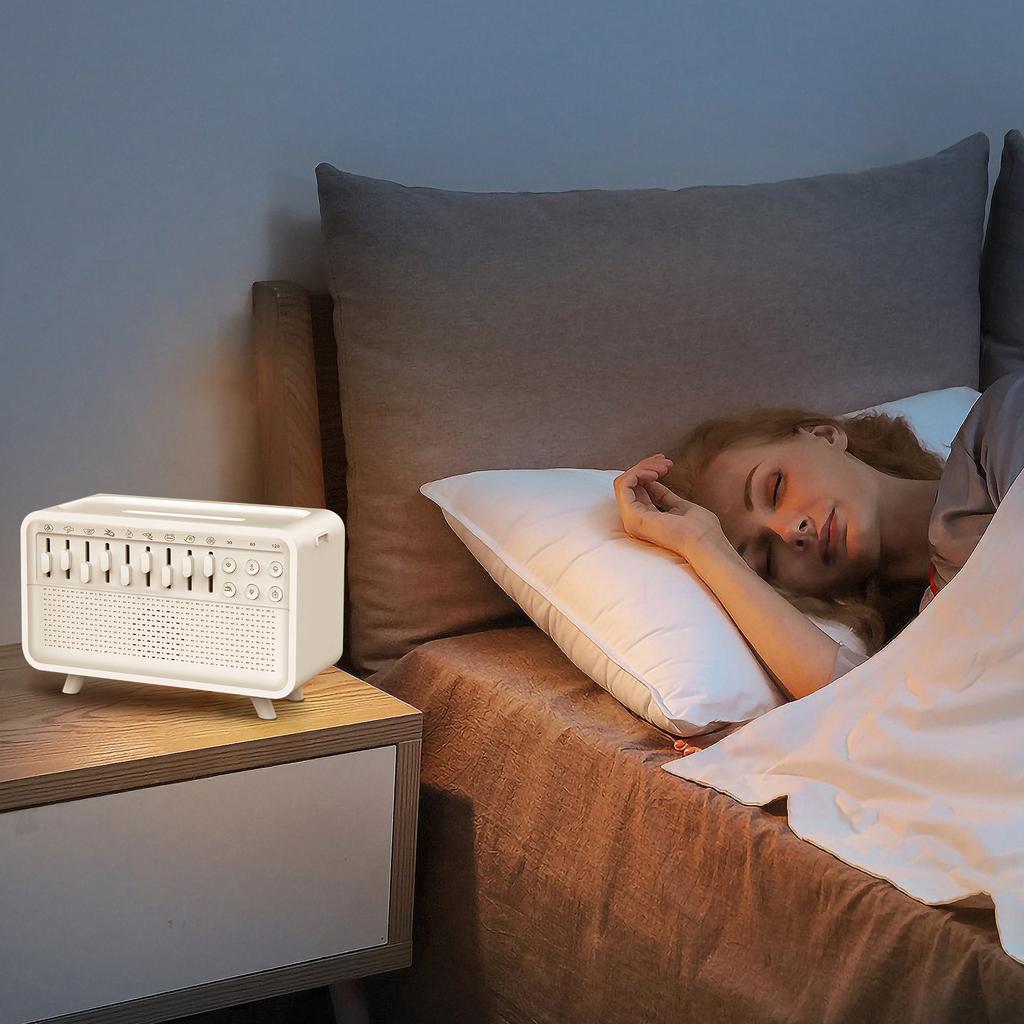 LED White Noise Speaker with 8 Nature Sounds Portable BT Speaker Timer Essential Oils Humidifier for Bedroom Living Room Bedside