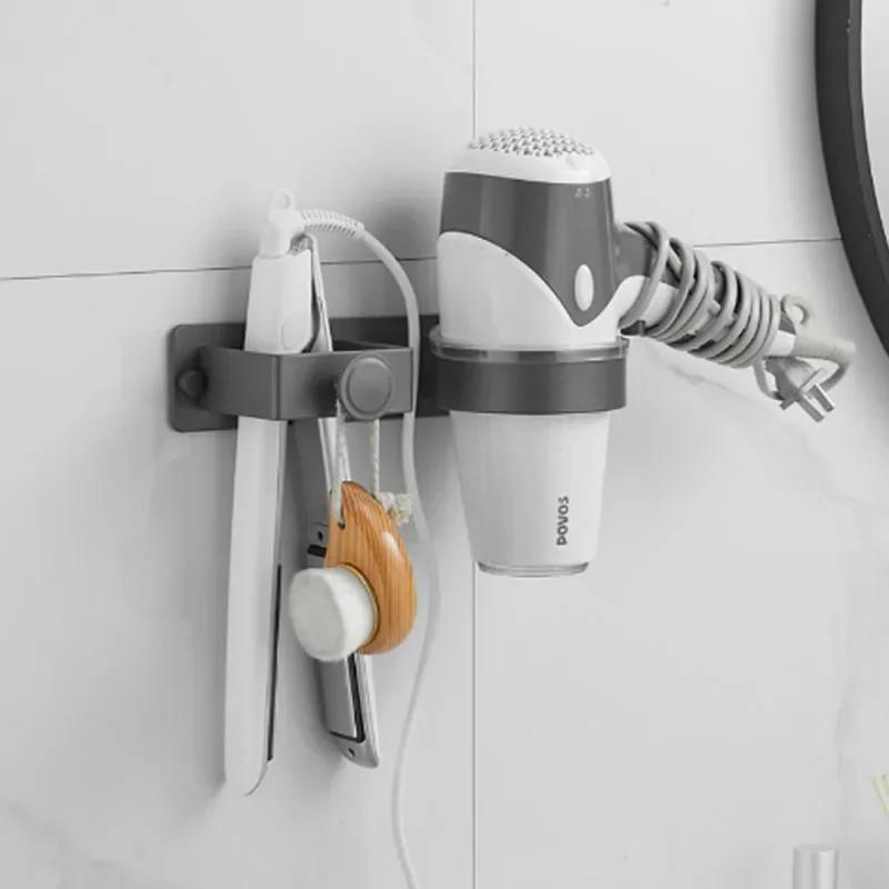 Hair Dryer Holder Wall Mounted Bathroom Hair Straightener Storage Holder Hair Tool Organizer Adhesive Toilet Blower Holder
