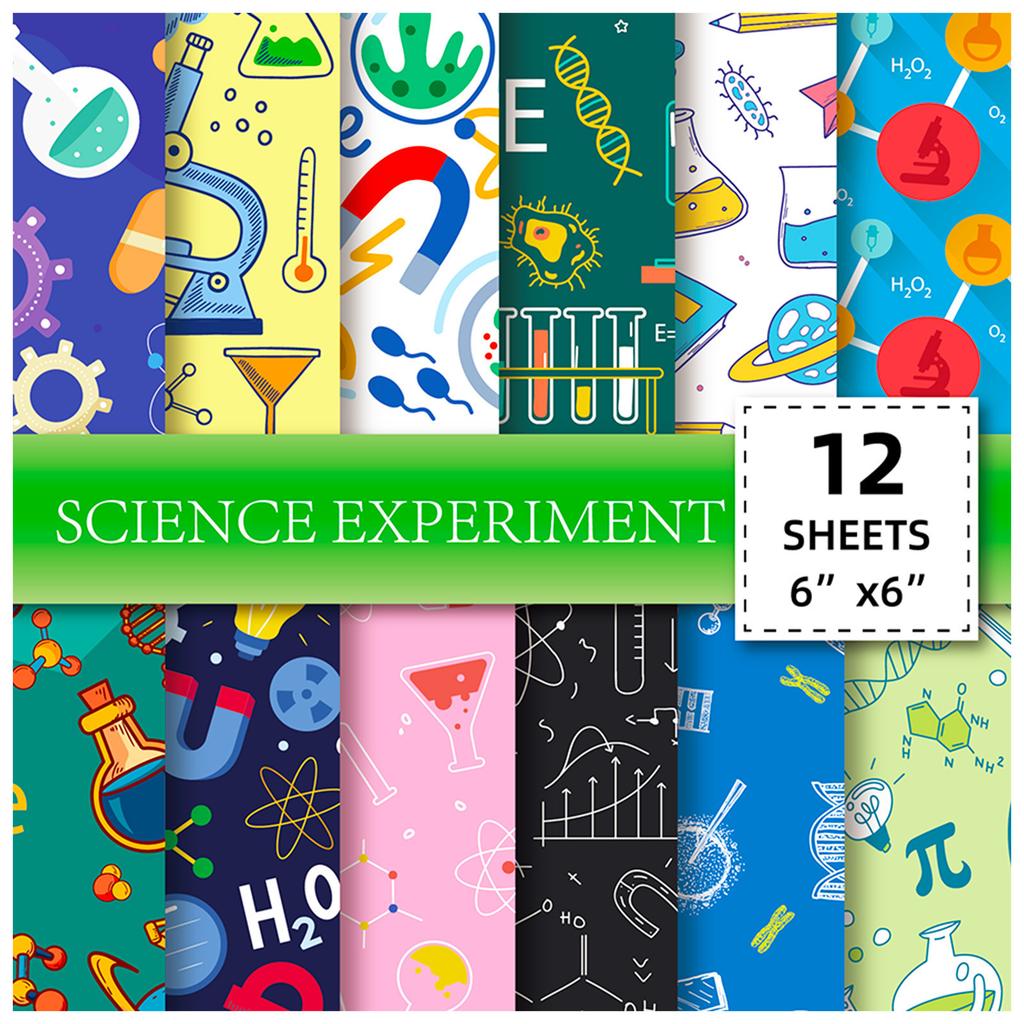 12 Scientific Experiment Hand Account Material Paper Scrapbook Diy Handmade Card Making Creative Backing Background Paper