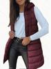 Women's Mid-Length Plus Size Solid Color Hooded Zipper Vest Jacket - Europe 2025 Collection
